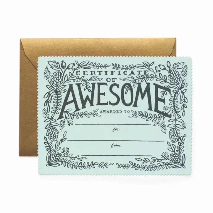 Certificate of Awesome Card