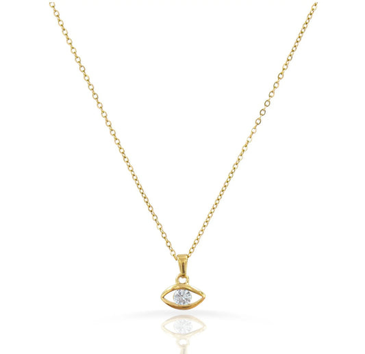 CLARETTE GOLD EVIL EYE PENDANT NECKLACE