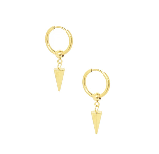 CARA GOLD DAINTY SPIKE HUGGIE EARRINGS