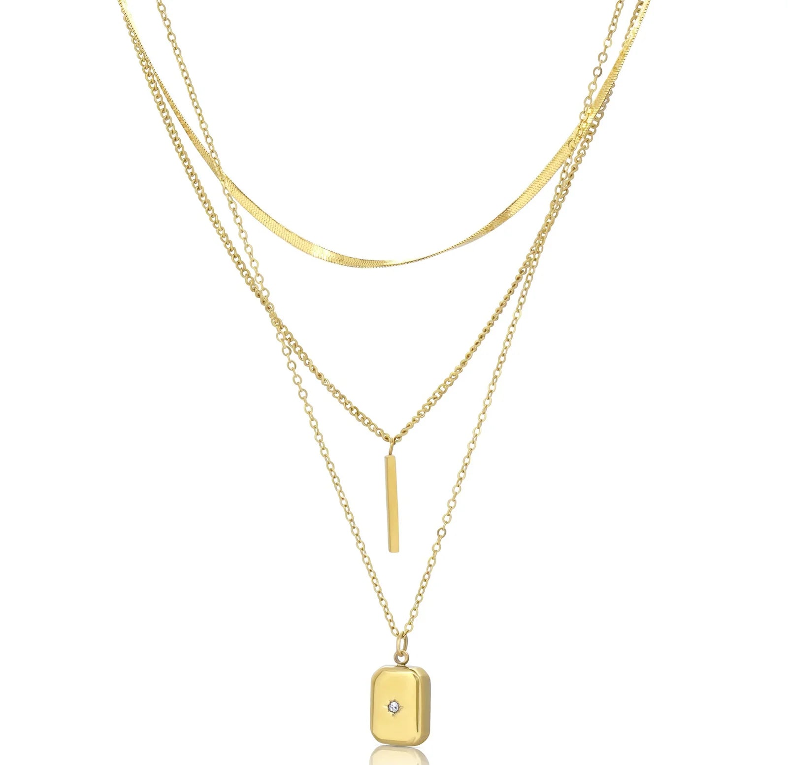 GABRIELLE GOLD STARBURST STACK NECKLACE