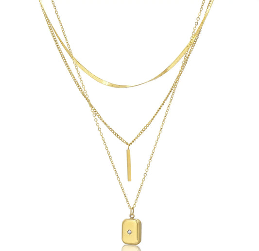 GABRIELLE GOLD STARBURST STACK NECKLACE