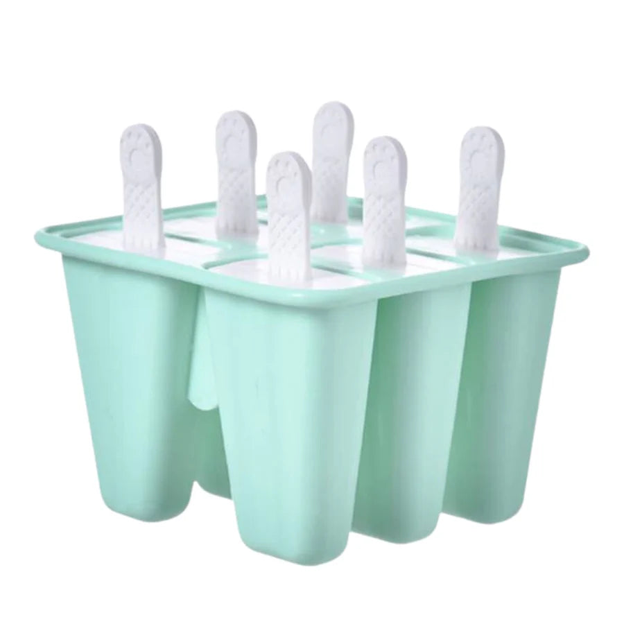 6 Pieces Silicone Ice Pop Molds, Easy Release Ice Pop Make (Green)