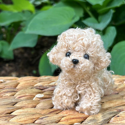 Handmade Curly Mini Poodle – Cute Dog Decoration, Cute Animal Figurine, Tiny Dog Figurine for Gifts or Display