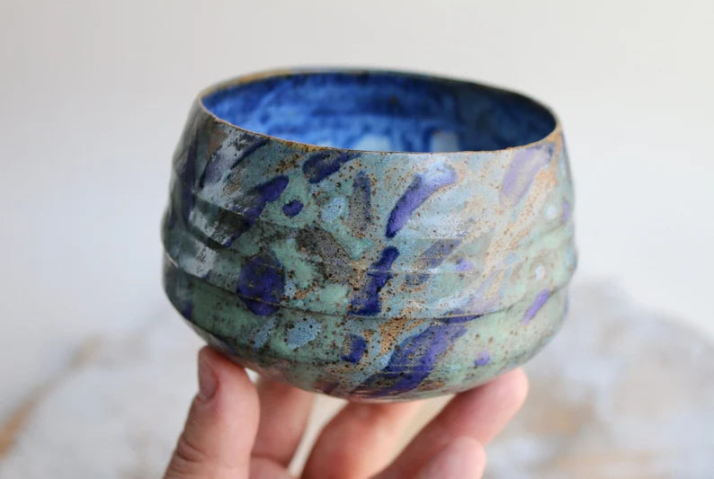 Unique Handmade Japanese style tea bowl - Functional Pottery Artwork for Matcha style lovers.