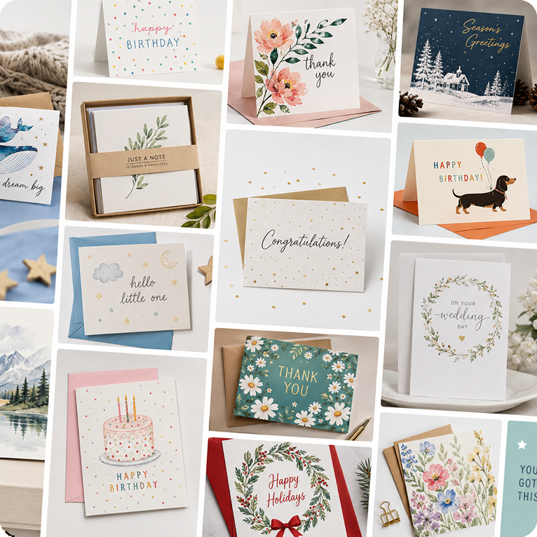 Greeting cards: seasonal and everyday designs