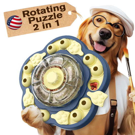 KADTC U.S. Brand & Design -3 Levels of Challenge - Spinning Dog Puzzle Toy for Small/Medium/Large Dogs Puzzles Feeder Treat Slow Dispenser Puppy Food Feeding Enrichment Toys Christmas & New Year Gift