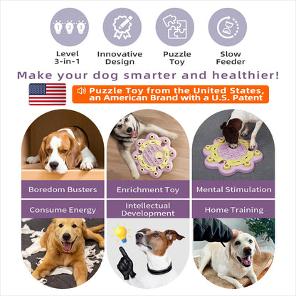 KADTC U.S. Brand & Design All in ONE -3 Levels of Challenge Dog Puzzle Toy Halloween Toys For Small/Medium/Large Dogs Treat Puzzles Food Slow Feeder Puppy Brain Mental Stimulation Game Birthday Gift