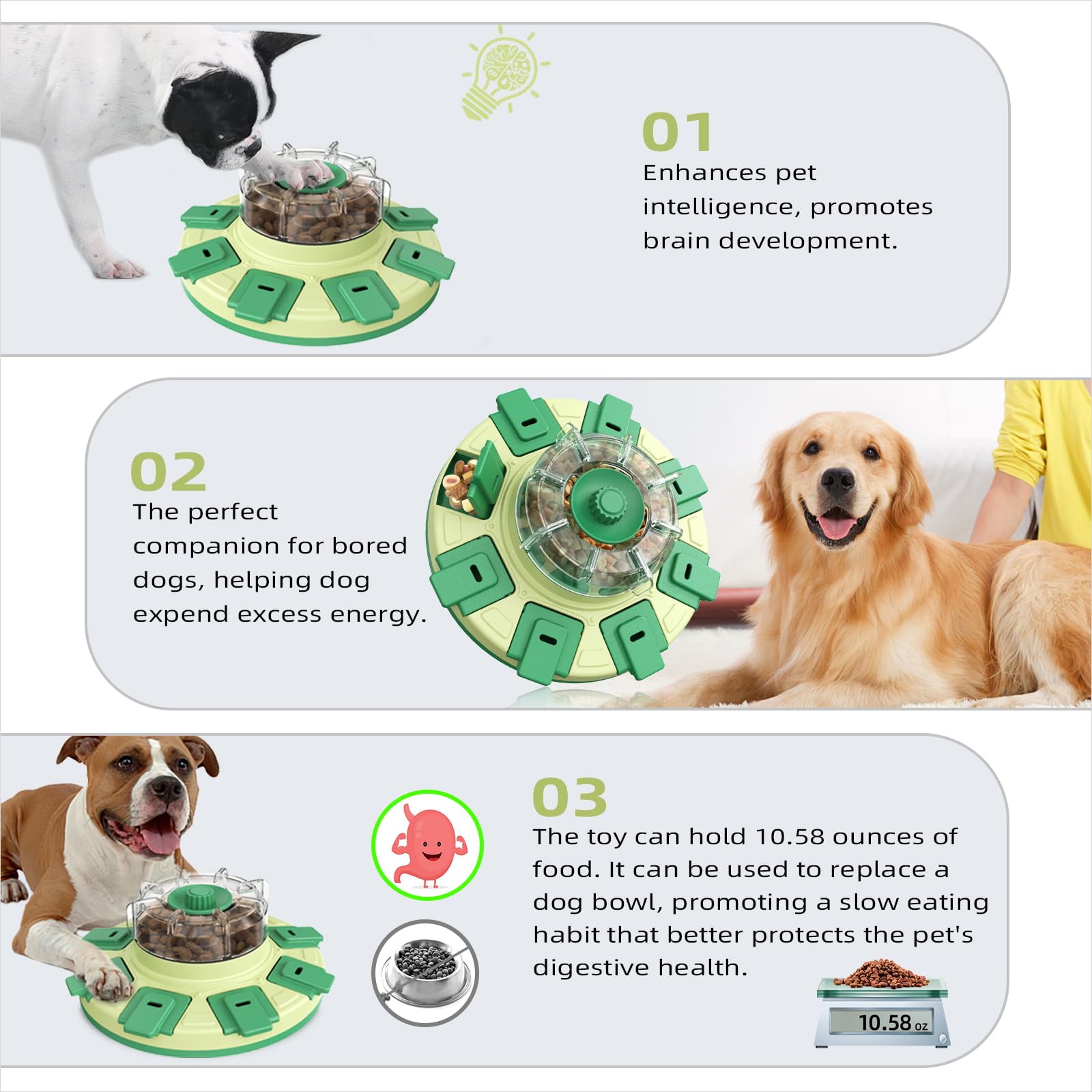 KADTC Level 2 in 1 Dog Spinning Puzzle Toys for Small/Medium/Larger Dogs Adjustable Treat Dispensing Food Puzzles Slow Feeder Brain Stimulating Puppy Mental Stimulation Enrichment Interactive Game