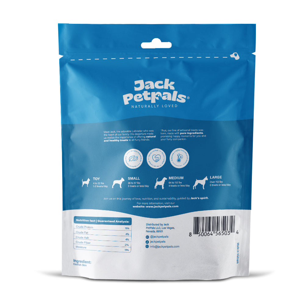 Jack PetPals Codfish Skin Dog Treat Chews (6oz)