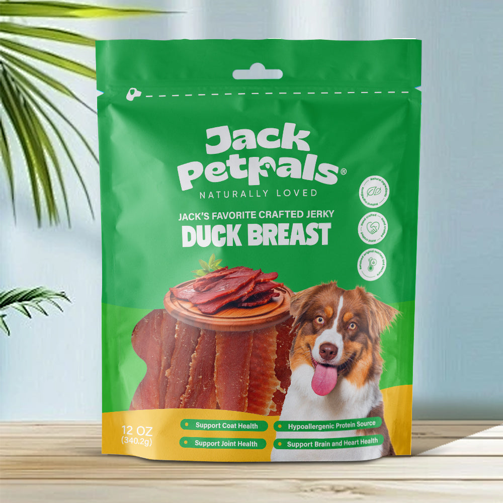 Jack PetPals Handcrafted Jerky Duck Breast Dog Treats (12oz) ( 6-Pack on Hanging Clip Strips )