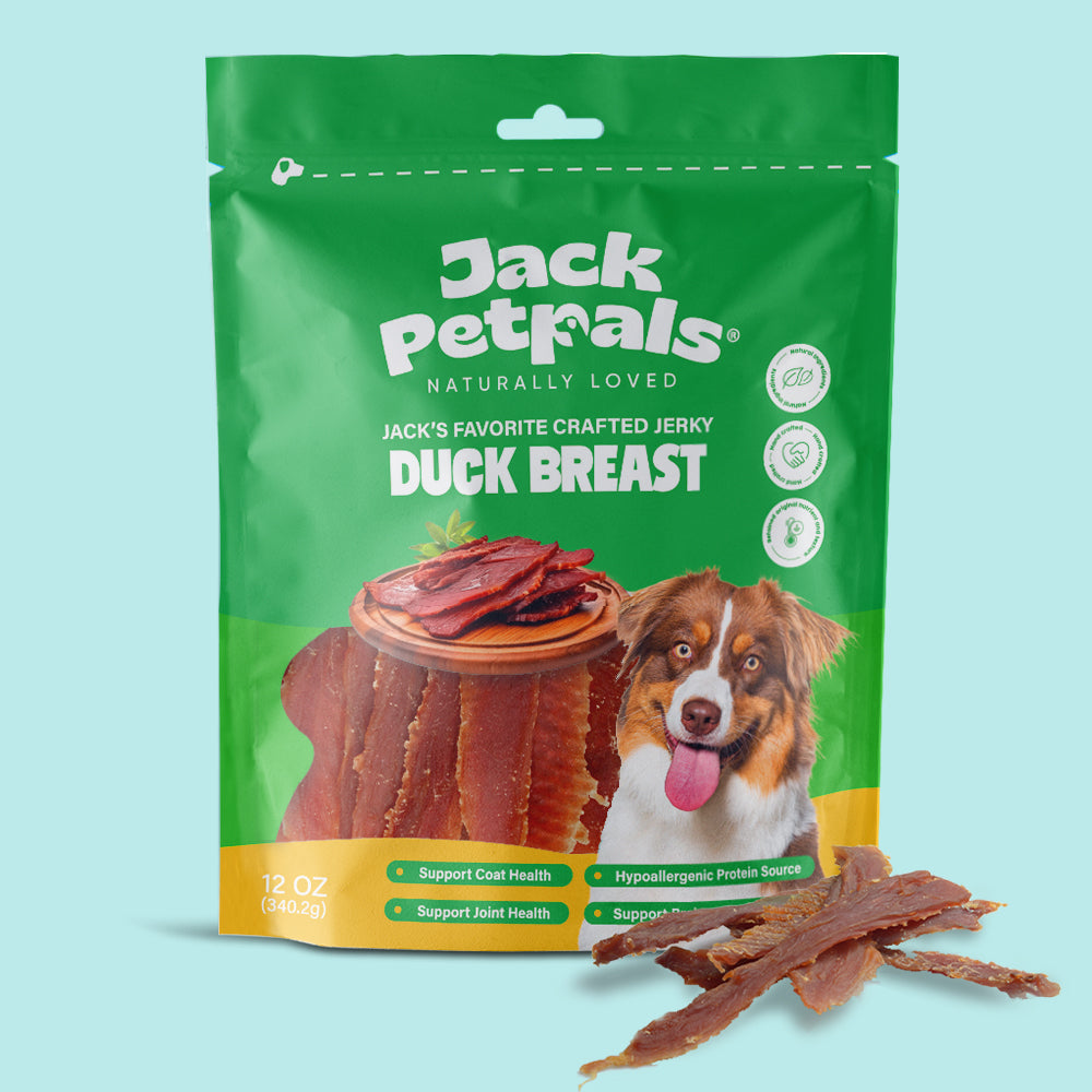 Jack PetPals Handcrafted Jerky Duck Breast Dog Treats (12oz) ( 6-Pack on Hanging Clip Strips )