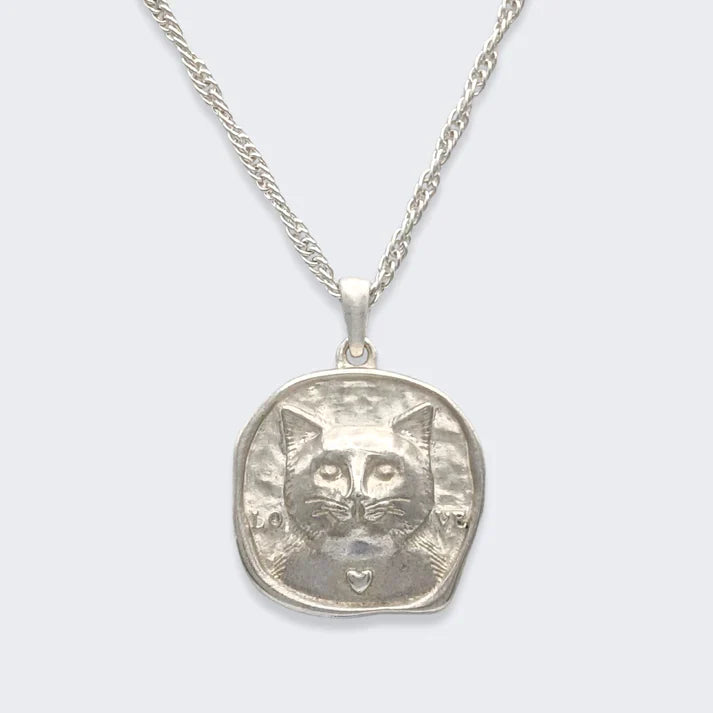 Lars Reversible Cat Coin Necklace, Sterling Silver