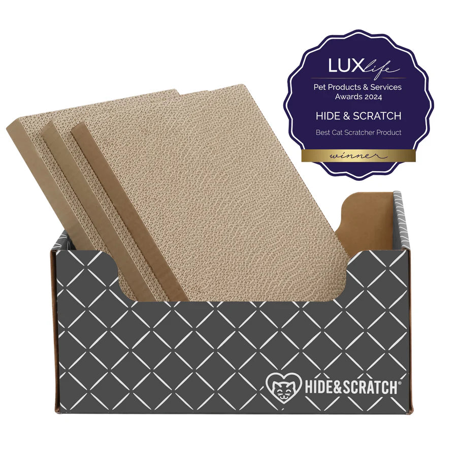 Hide & Scratch Extra-Large Cat Scratcher Box Value Pack (Box + 3 Scratchers) (Case of 7)