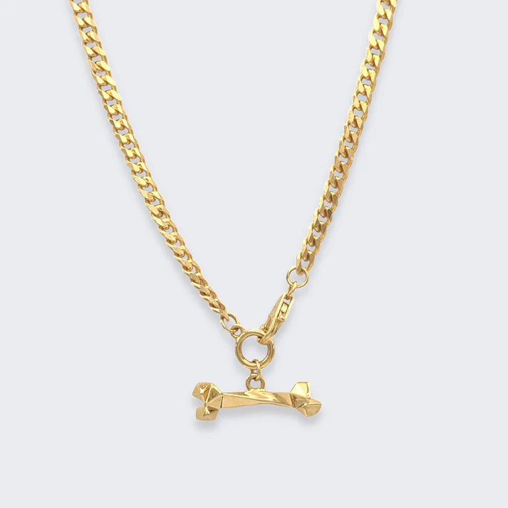 Mars Dog Bone Necklace, 18k Gold Vermeil