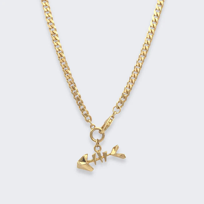 Mars Fish Bone Necklace, 18k Gold Vermeil