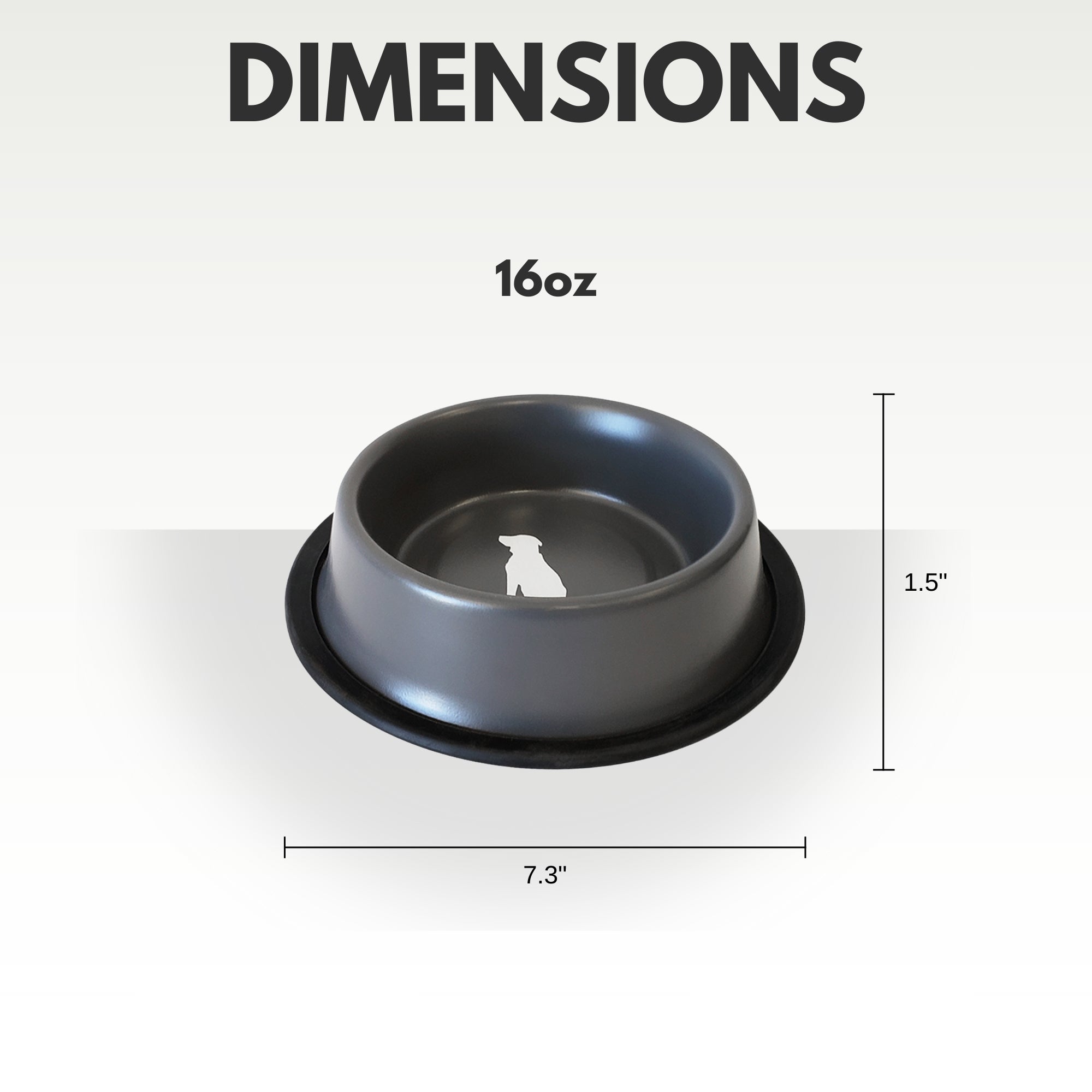 Nonskid Stainless Steel Dog Bowl with Dog Print - Matte Gray