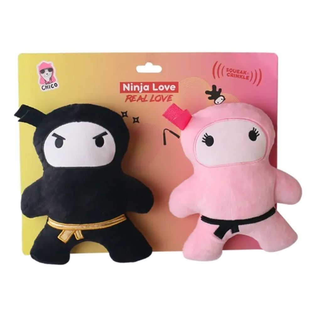 Pawsome Duo: Ninja Pink and Black Plush Dog Toy Gift Set