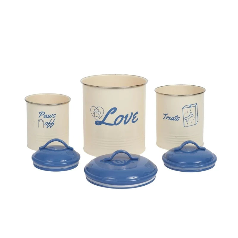 French Blue Pet Food & Treat Storage Canisters (Set of 3)
