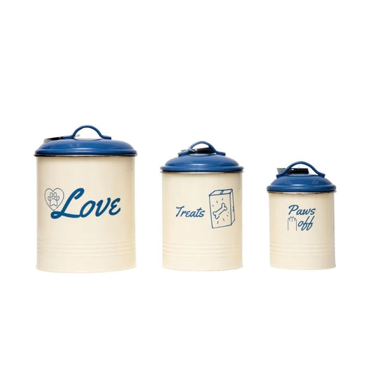 French Blue Pet Food & Treat Storage Canisters (Set of 3)