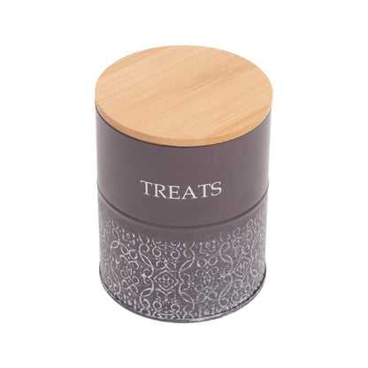 Set of 2 Pet Treat Storage Canister - Volcanic Gray & White