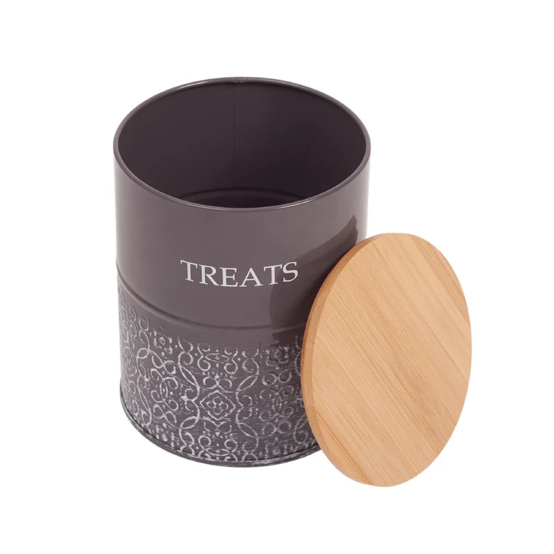 Set of 2 Pet Treat Storage Canister - Volcanic Gray & White