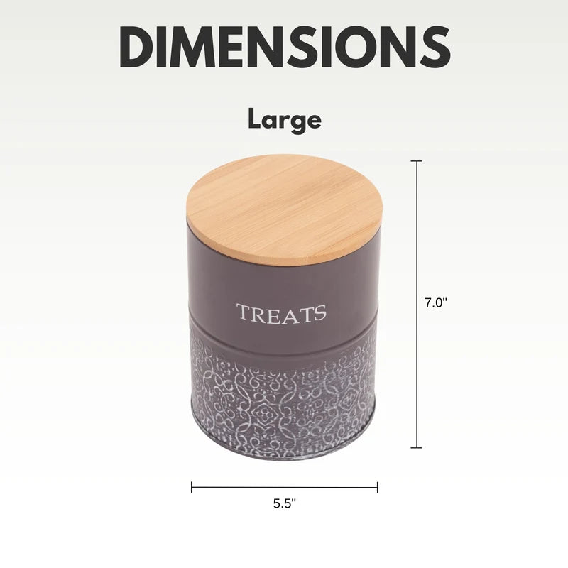 Set of 2 Pet Treat Storage Canister - Volcanic Gray & White