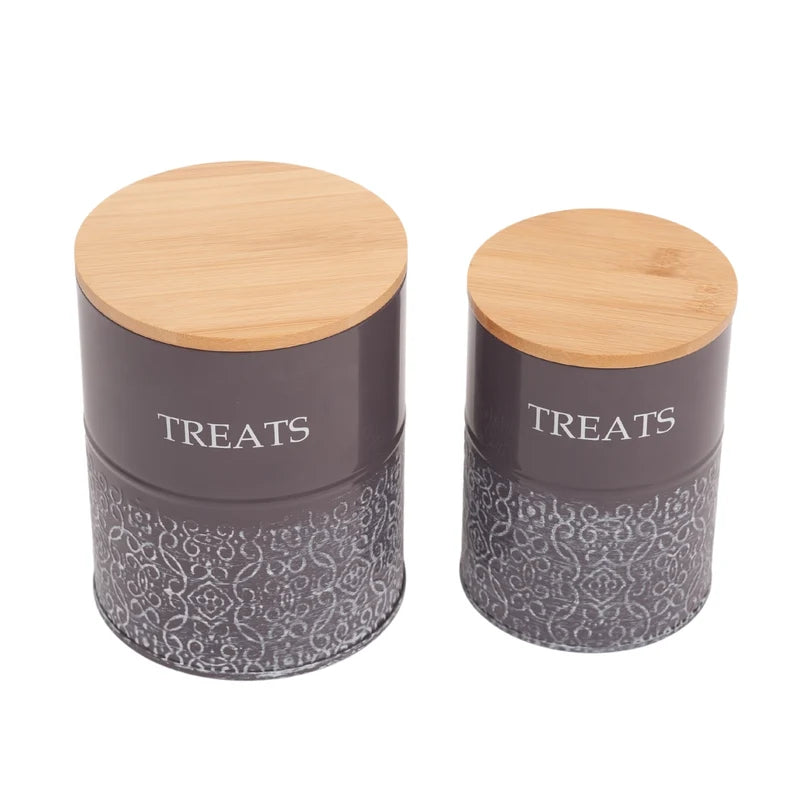 Set of 2 Pet Treat Storage Canister - Volcanic Gray & White