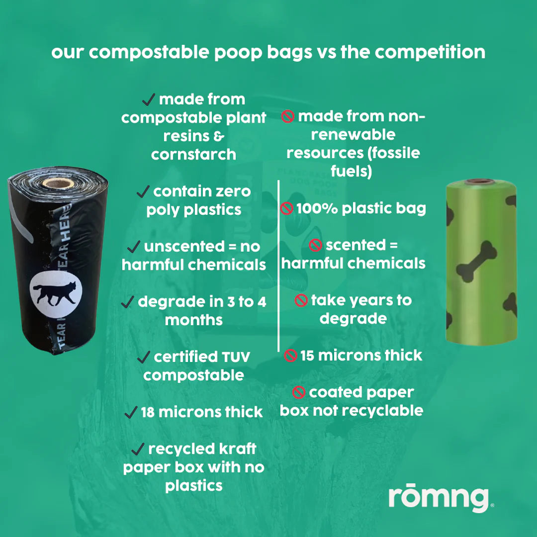 Bamboo Poop Bag Dispenser w/ 1 Compostable roll