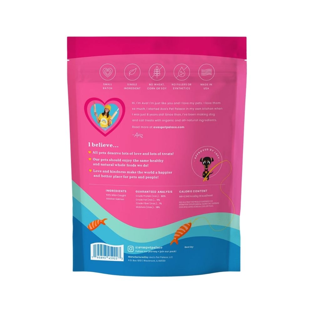 Ava's Pet Palace Crunchy Jerky Dog Treats - Snappin' Salmon ( 6-Pack on Hanging Clip Strips )