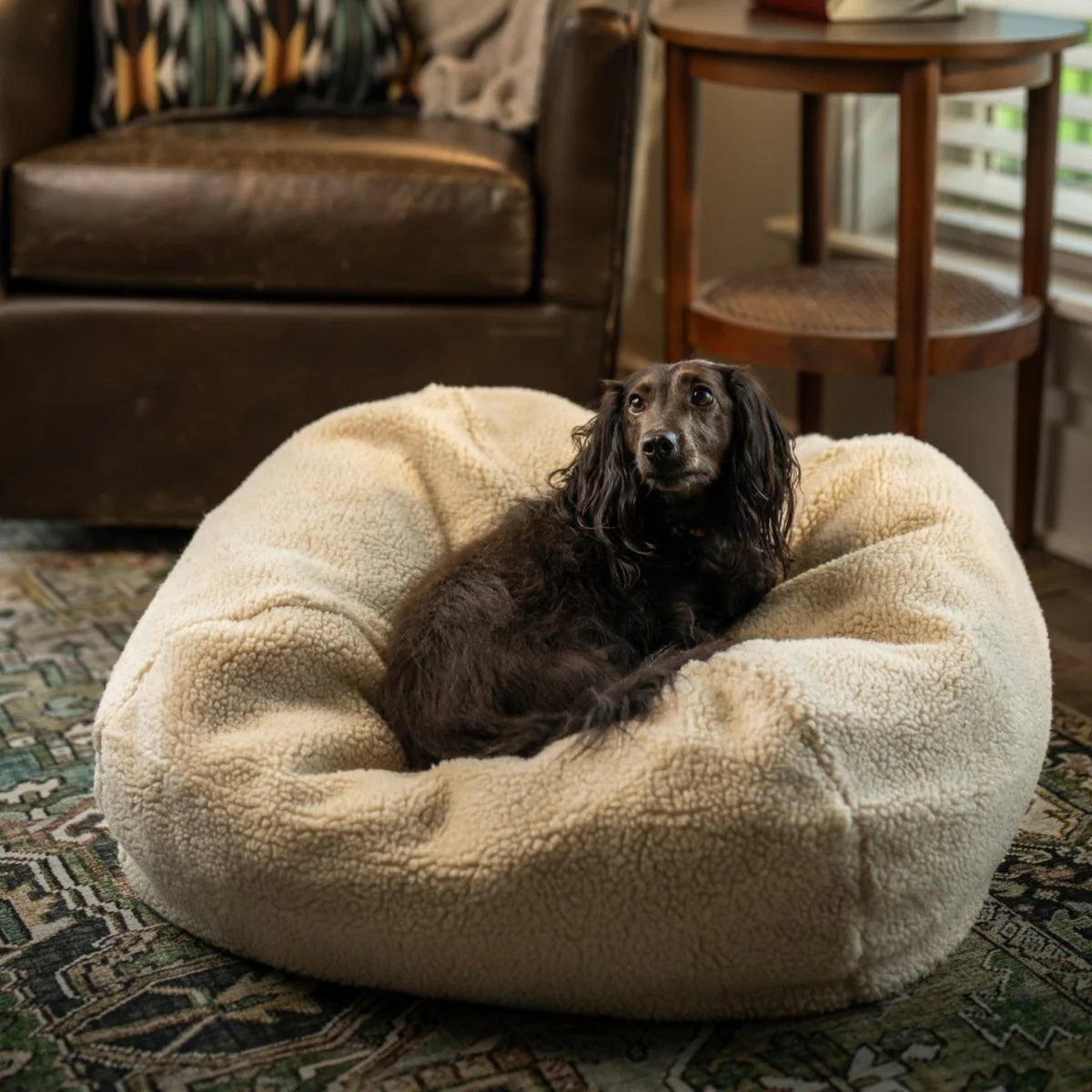 Sherpa Puff Ball Bean Bag Pet Bed