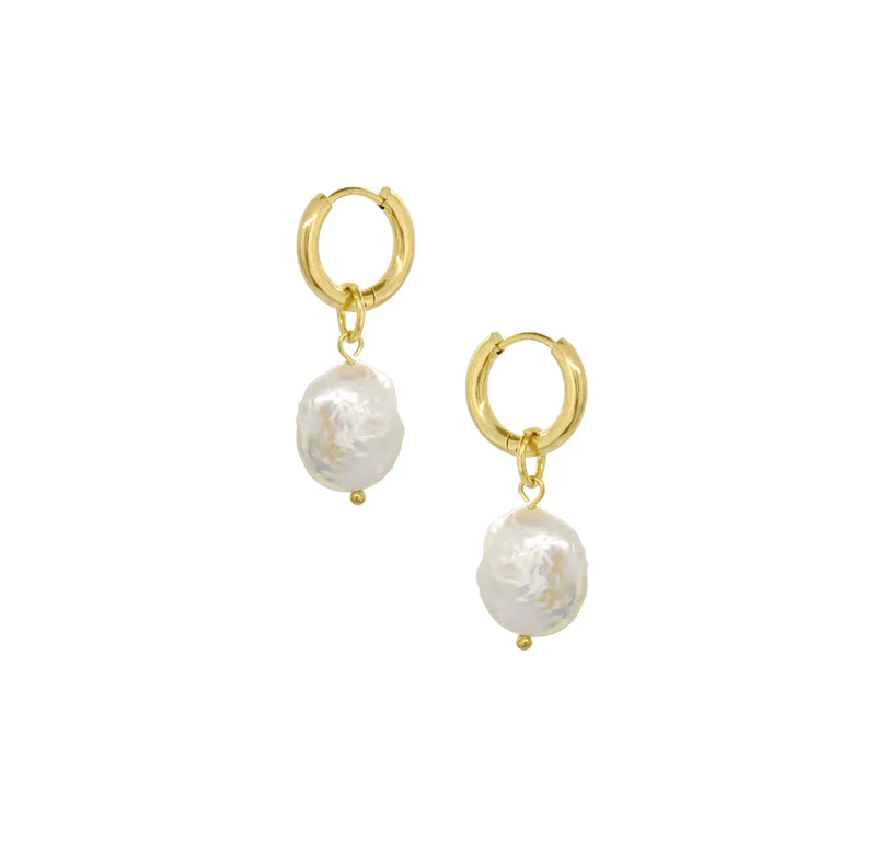 Ariel Baroque Pearl Huggie Hoop Earrings