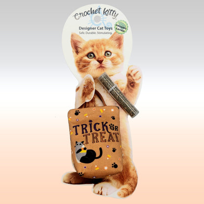 NEW - Refillable Trick or Treat Brown Bag Cat Toy