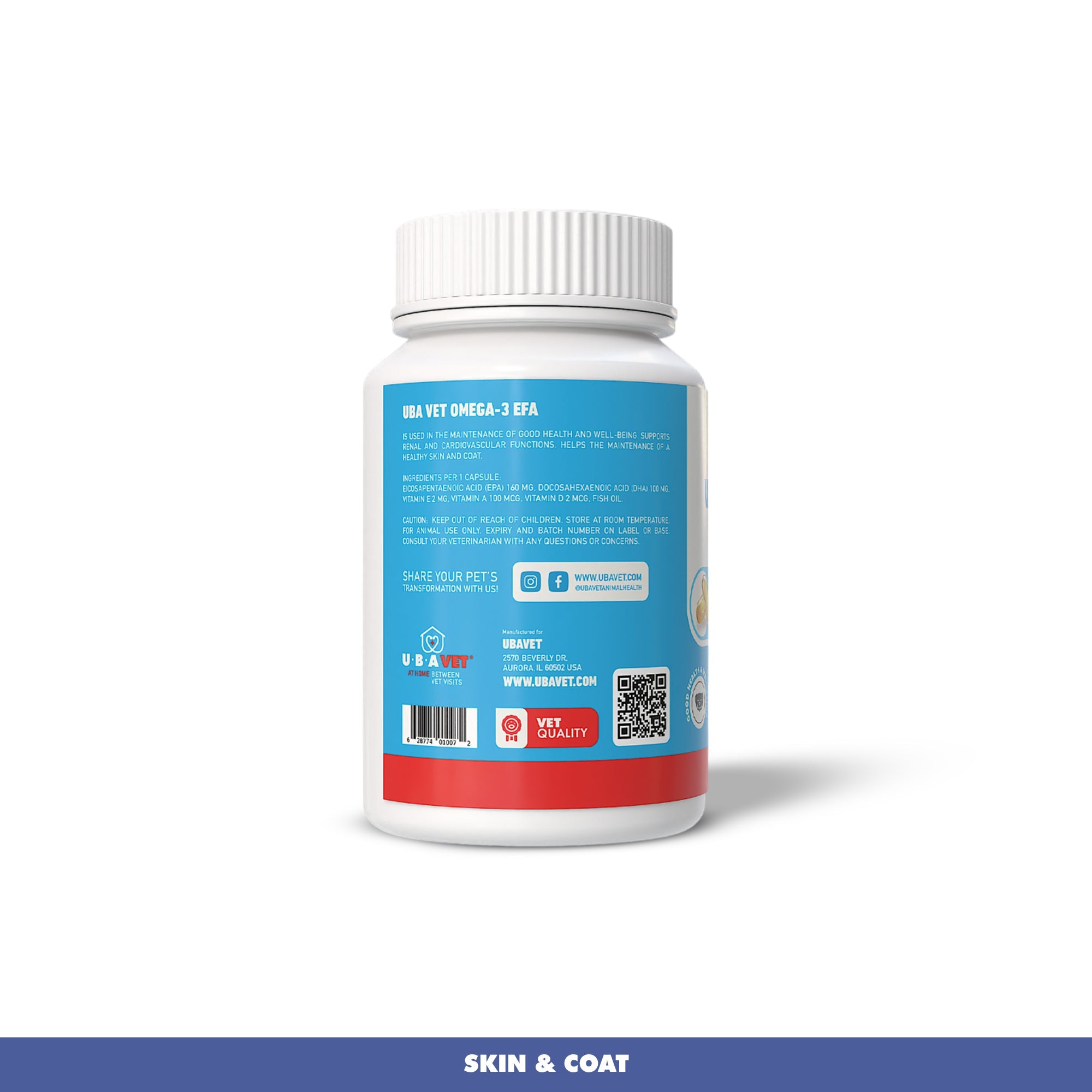 UBAVET Omega-3 Capsules 1000 mg for Dogs & Cats (120 ct)