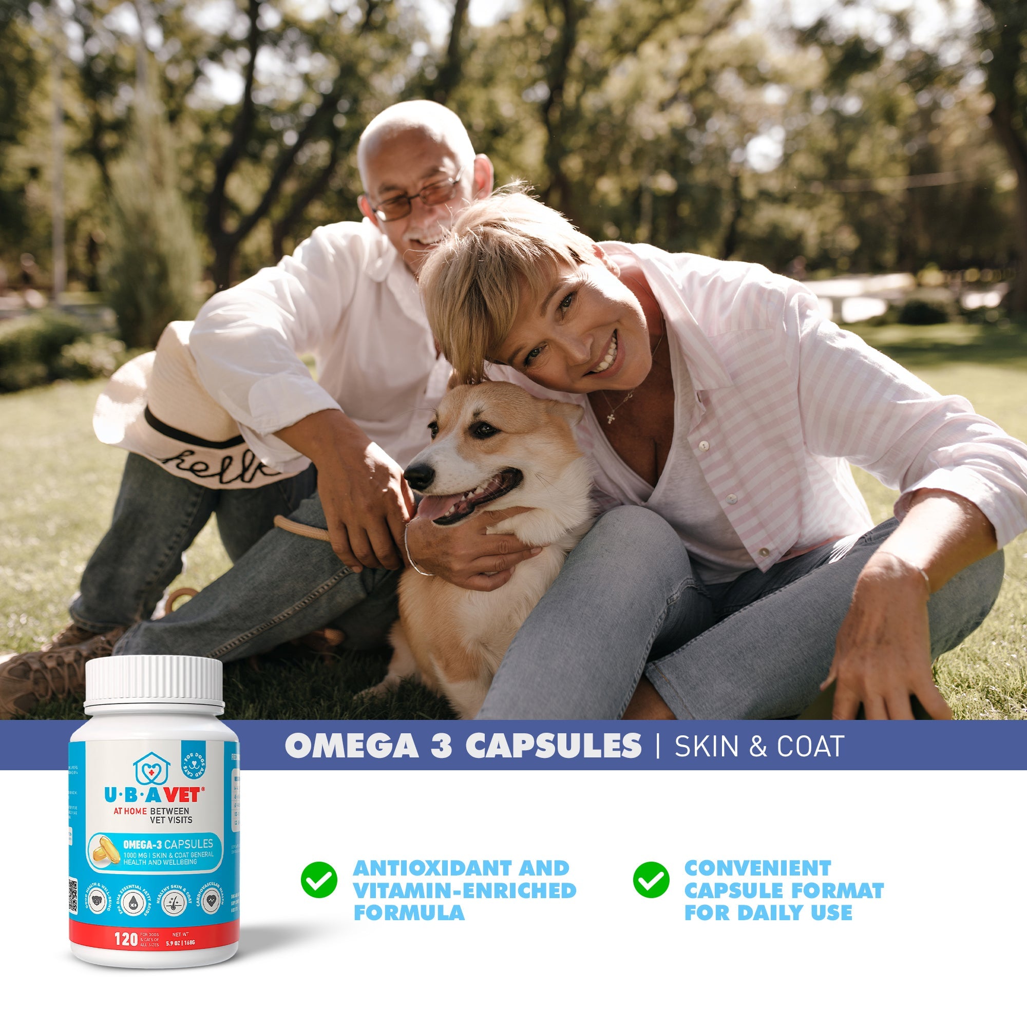UBAVET Omega-3 Capsules 1000 mg for Dogs & Cats (120 ct)