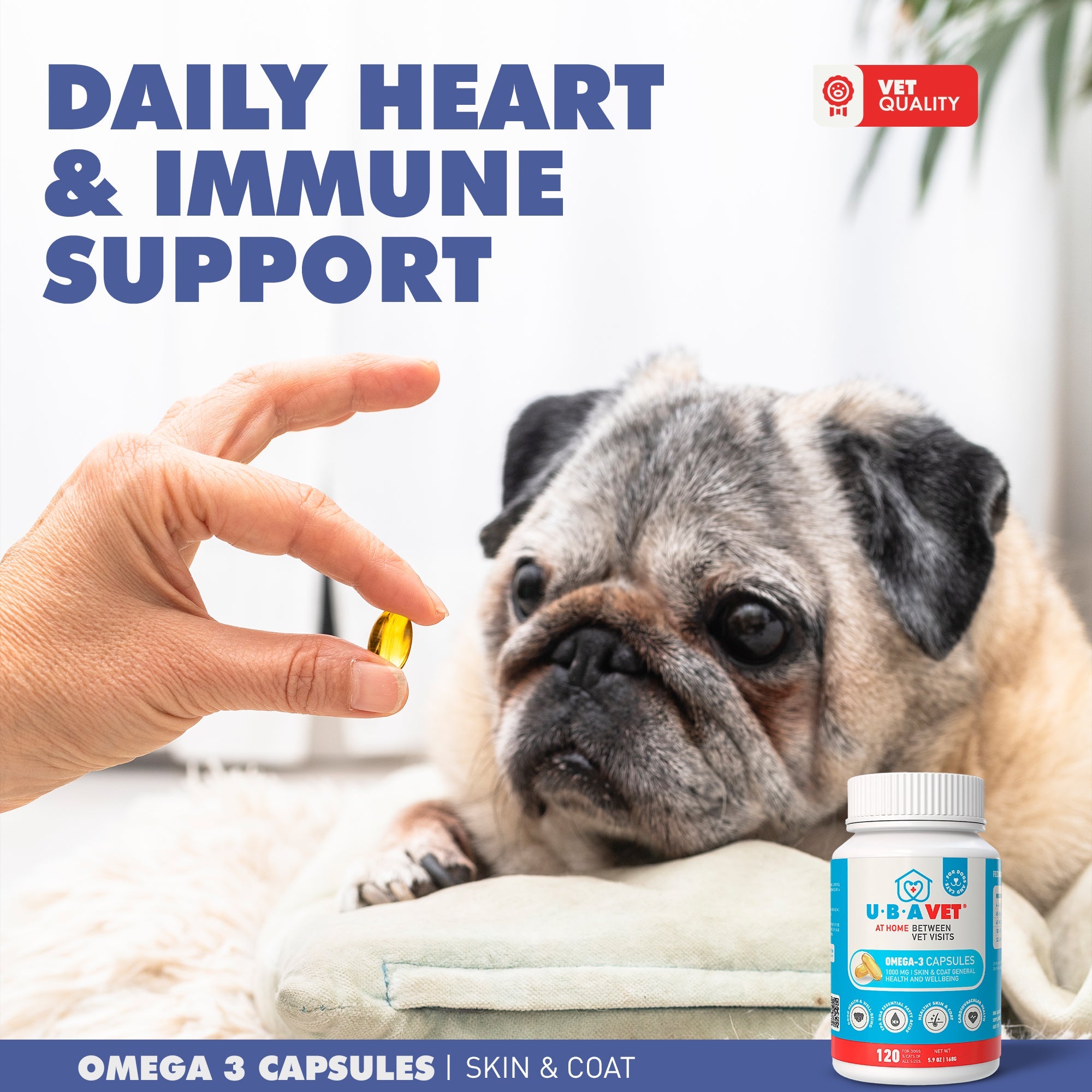 UBAVET Omega-3 Capsules 1000 mg for Dogs & Cats (120 ct)