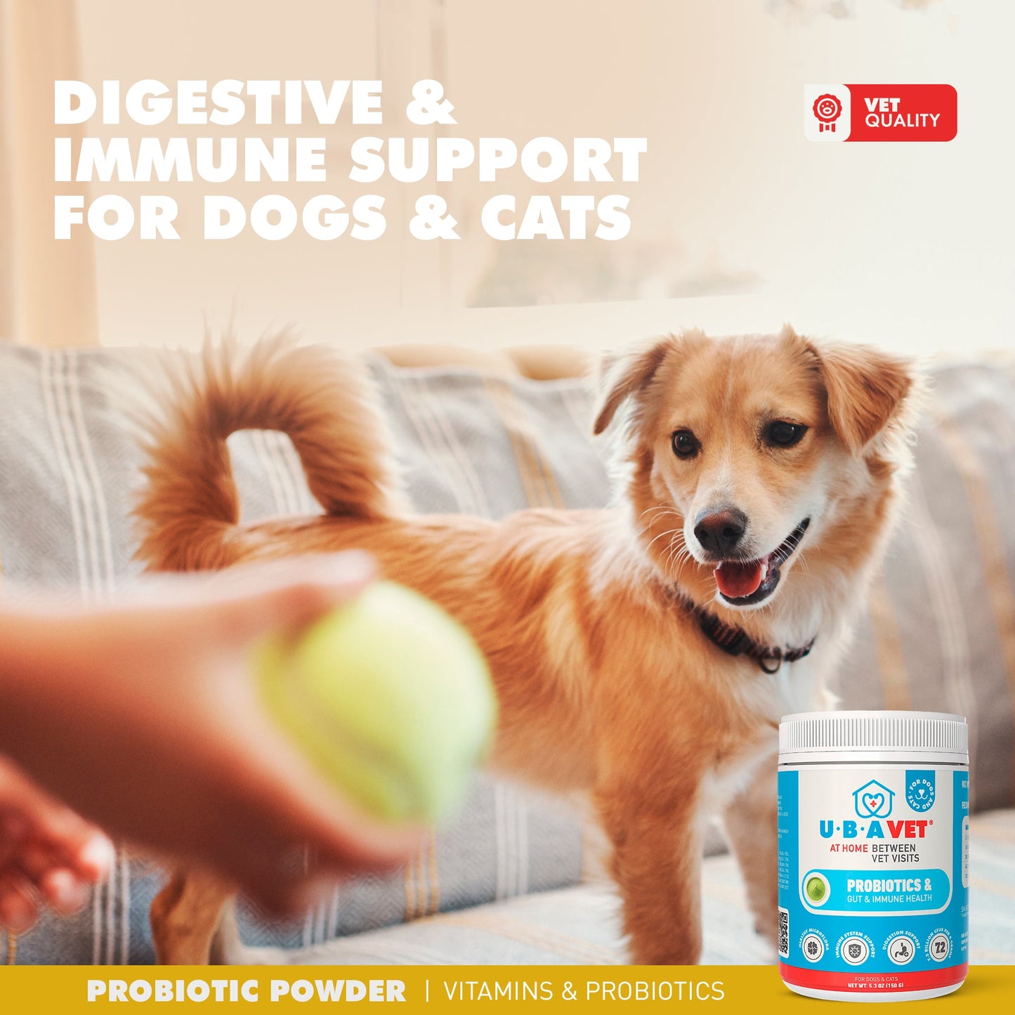 UBAVET Probiotics & Gut + Immune Health Support for Dogs