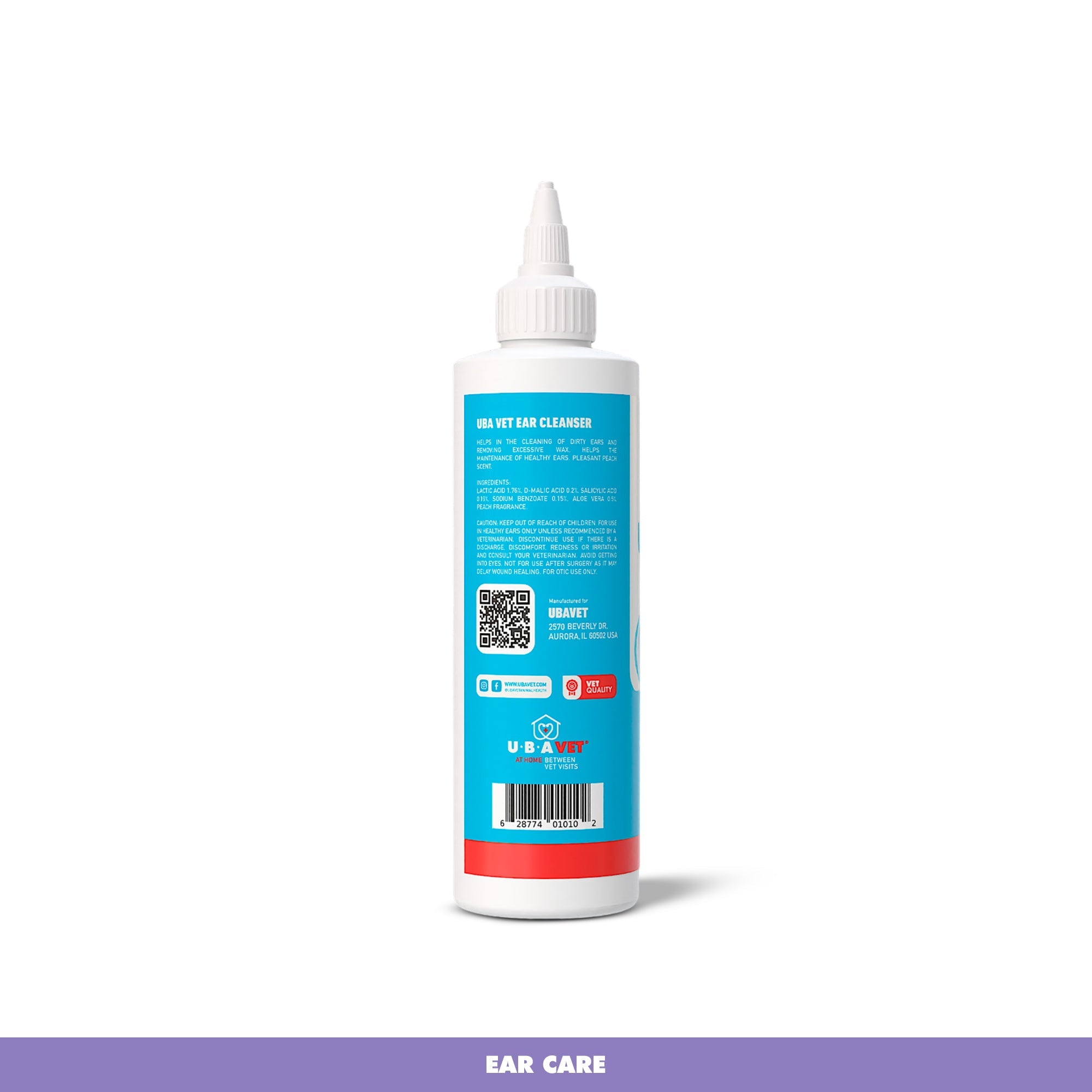 UBAVET Vet Ear Cleansing Solution for Dogs & Cats (4 fl oz)