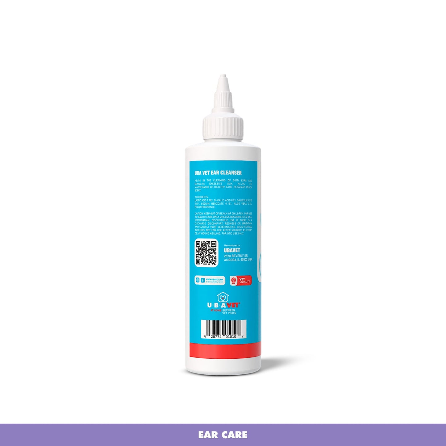 UBAVET Vet Ear Cleansing Solution for Dogs & Cats (4 fl oz)