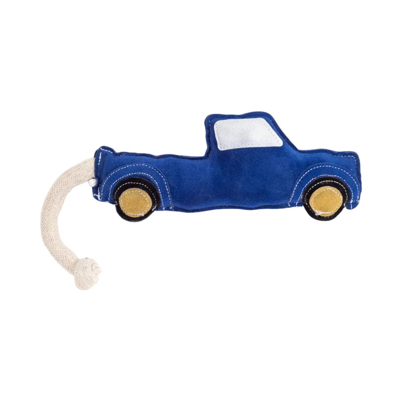 Blue Pickup Truck Dog Toy – Crafted from Vegan Leather