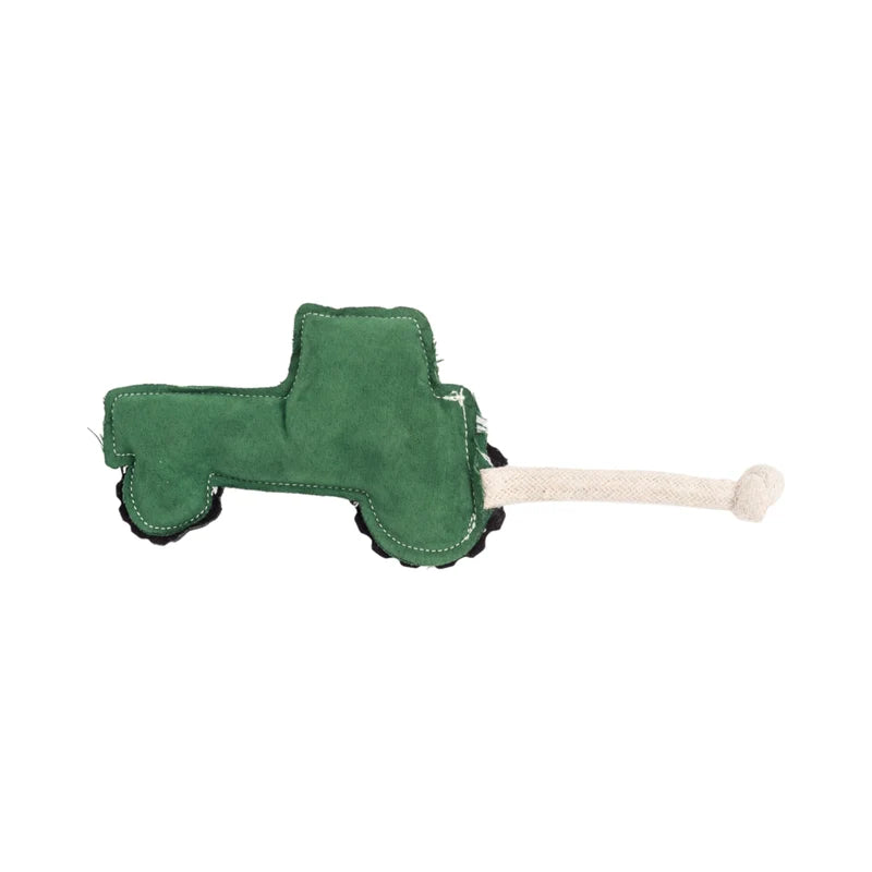 Vegan Leather Green Tractor Eco-Friendly Dog Toy - Non Tox