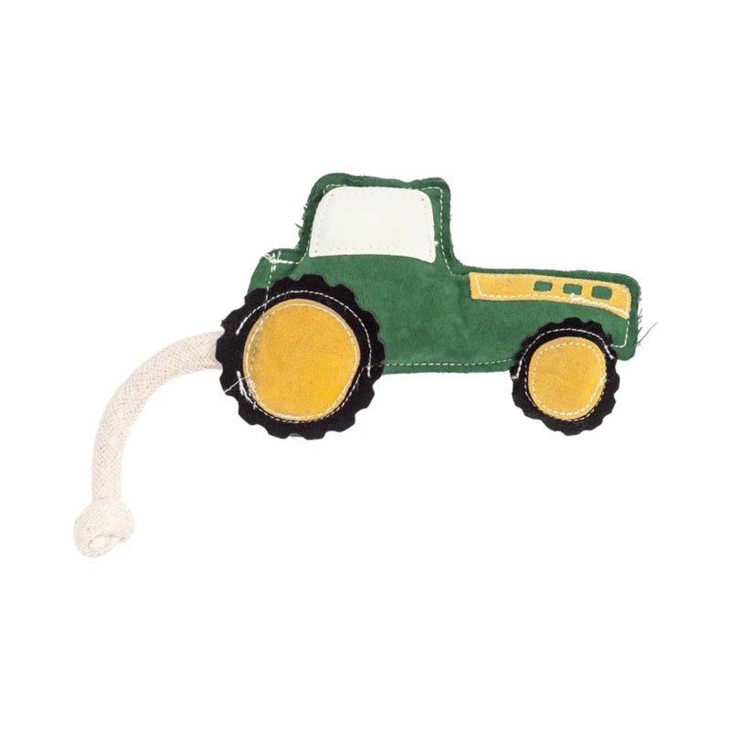 Vegan Leather Green Tractor Eco-Friendly Dog Toy - Non Tox