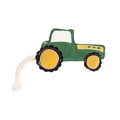 Vegan Leather Green Tractor Eco-Friendly Dog Toy - Non Tox