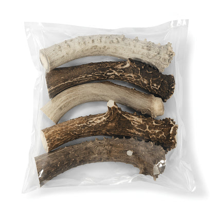 Whole Deer Antlers for Dogs Large 7–11” Natural Chew (5-Pack)